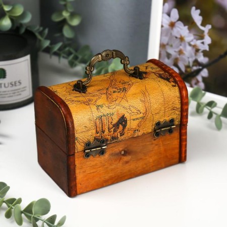 Casket wood chest "Wanderer map" 10.5x15x9 cm-9