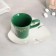 Tea couple ceramic love me, mug 100 ml, saucer 15x14 cm, white-green color