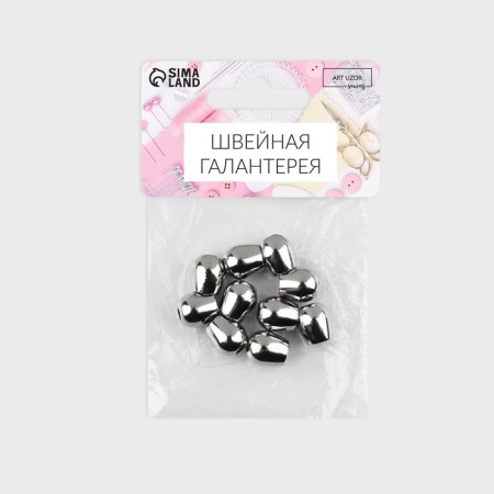 Tip for a cord, d = 4 mm, 12 × 10 mm, 10 pcs, silver color-3