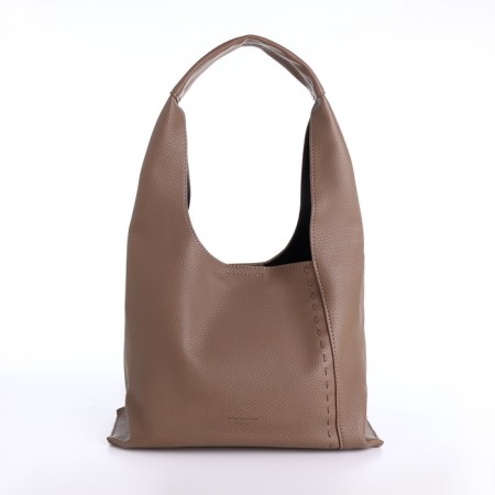 Women's bag on the button, cosmetic bag, dark beige color