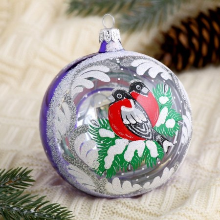 Ball "Winter branch" d- 9.5 cm, mix-1
