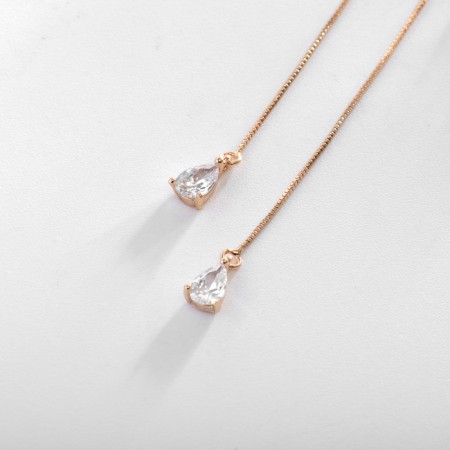 Hanging earrings with rhinestones Xuping broach, shine, white color in pink gold-1