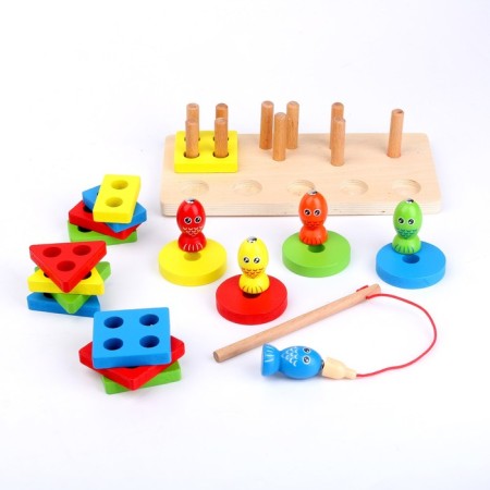 Wooden pyramid with fishing "Logic"-1
