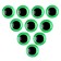 Elose -based eyes, set of 10 pcs., Size 1 pc. - 14 mm, green color