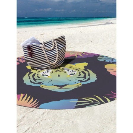 Pareo and beach rug "Mysterious tiger in the tropics", D = 150 cm-1