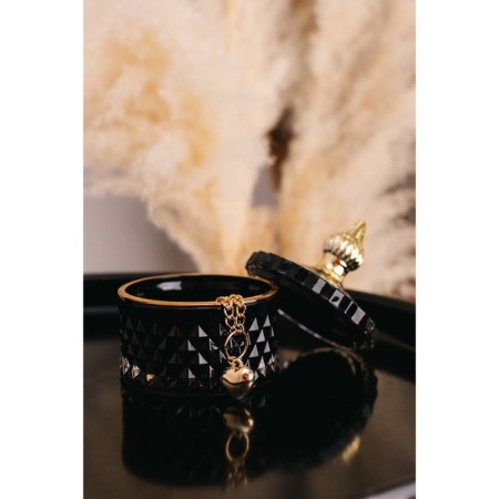 Casket Glass "Rombs and Dome" Black with gold 11x8.5x8.5 cm-2