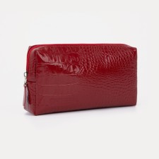 Cosmetic bag at the lightning textura, the color is red
