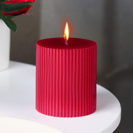Candle "relief", 7 × 7.5cm, red metallic