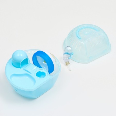 Carrier carrier carrier with a house, shelf, drinker, 29x23x23 cm, blue-4