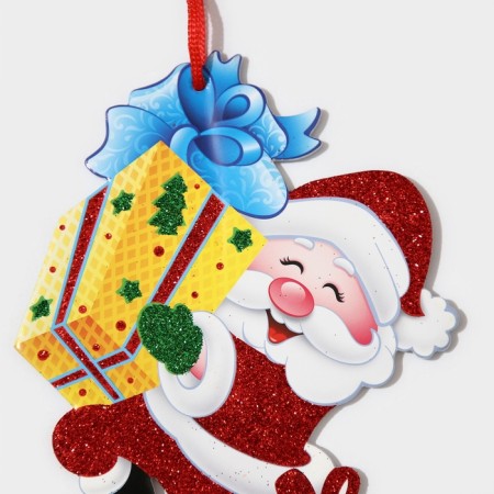 Decorative decoration (suspension) "Grandfather Frost with gifts" 18x14 cm-3