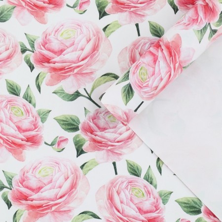 Glossy packaging paper "Pink peonies", 50 x 70 cm