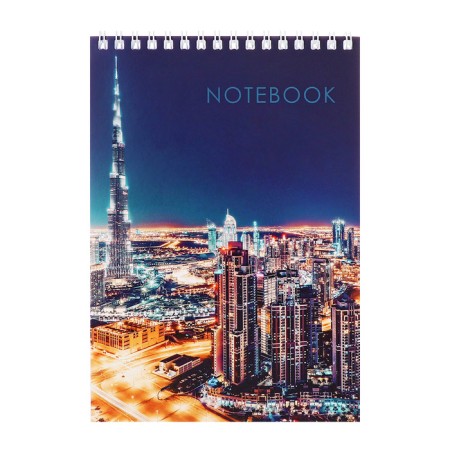 Notepad A5, 40 sheets in a cage on the crest "Megapolis", cover covering cardboard, offset block