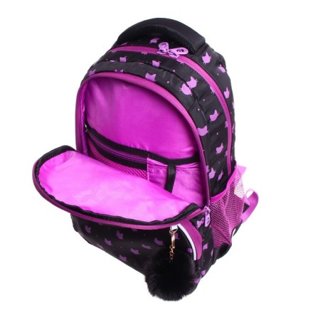 School backpack, 40 x 27 x 20 cm, Grizzly 360, ergonomic back, laptop compartment, black/lilac RG-360-5_3-8