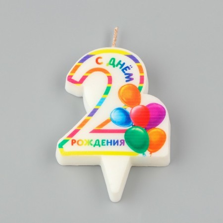 Candle in the Cake "Bright Birthday", number 2, multi -colored, 6.5 cm-2