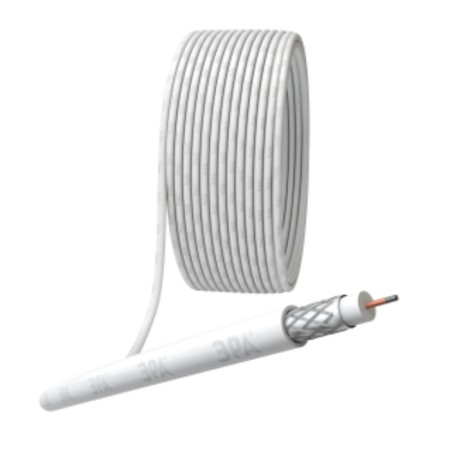 Coaxial cable RG-6U, 75 Ohms, CCS/(braid Al 32%), PVC, white color, 100 m bay, Simple