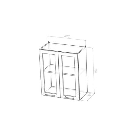 Cabinet hinged 2 doors with glass Noktyurn 600x300x720 white/dark concrete/anthracite-1