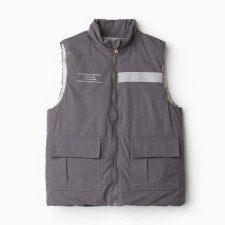 Warm vest for boys, gray color, height 110-116 cm