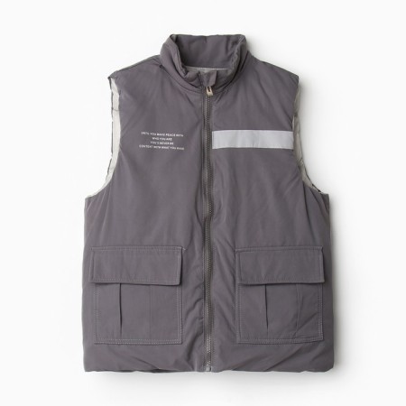 Warm vest for boys, gray color, height 110-116 cm