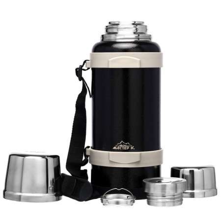 Thermos, 3.2 l, Volume "Master K", with two circles and a strainer, retains heat 72 hours, black-1