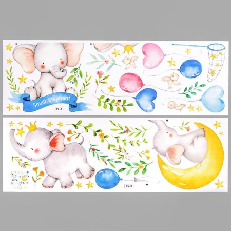 Sticker Plastic Interior Color "Elephants-Malyshha" 30x90 cm set 2 sheets-1