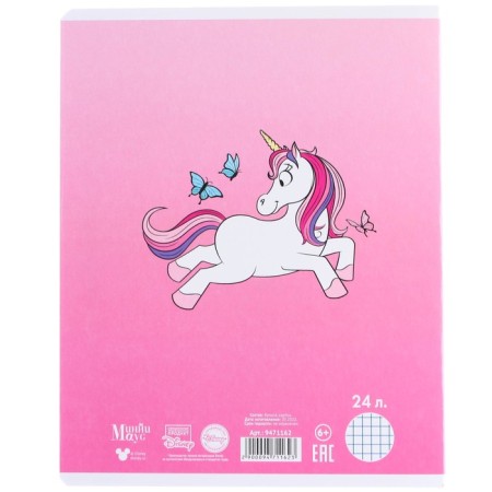 Notebook in a cage 24 sheets, 5 types of mix, embossing, cover coated cardboard, Minnie Mouse and unicorn-4