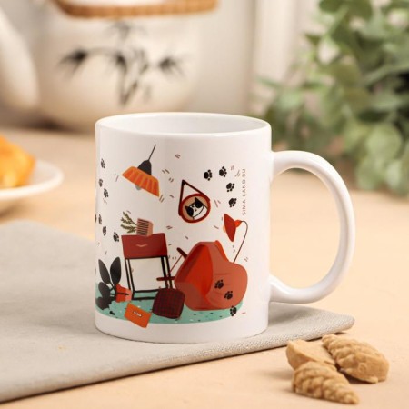 Sublimation mug "Bustle Hunting" cat, 320 ml, with application-2