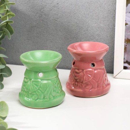 Aroma lamp ceramics "Elephants go to a watering water" mix 6.8x6x6 cm