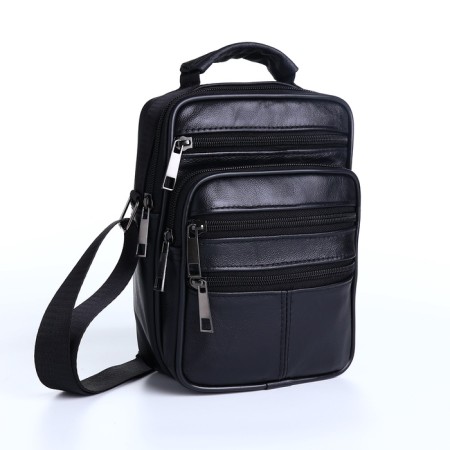 Male bag on lightning, long belt, black color