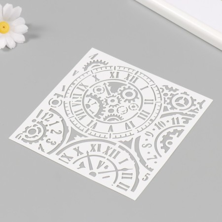 Plastic stencil "Clock" 15x15 cm-1