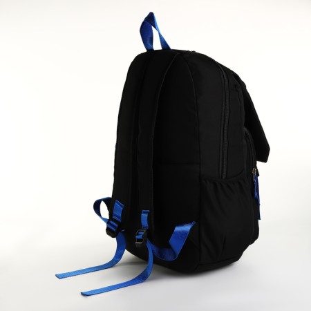 School backpack from textiles on lightning, 5 pockets, black/blue color-3