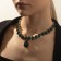 The necklace "Jewel" drop, emerald color in silver, 32.5 cm