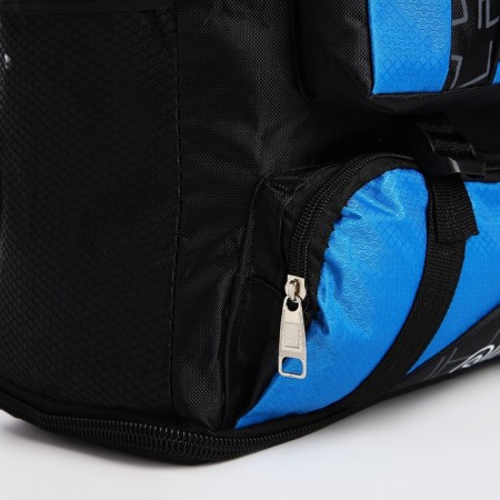 A backpack on a zipper with an increase, 55l, 5 external pockets, blue color-7