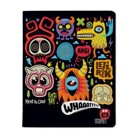 Notebook A5 (165 x 203 mm), 48 sheets in a cage on a clip of Crazy Monsters, covered cardboard, matte lamination, block 60 g/m2, mix-10