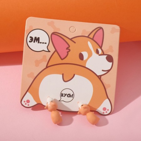 Corgi polymer clay earrings, orange color-2