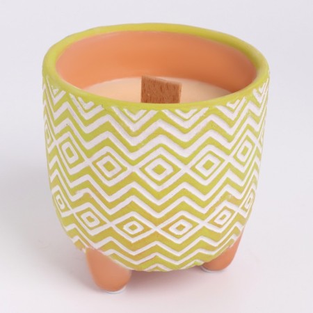 A candle made of soy wax in the kashpo "Patterns with legs", 9x8.5 cm, mix-1