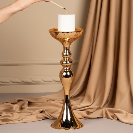 Summary Metal for 1 candle "Richard" Color Gold 12.5 x 12.5 x 37.5 cm-8