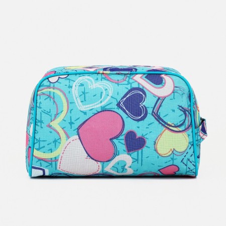 Cosmetic bag with zipper, turquoise color-1