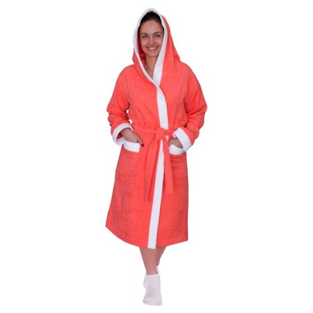 Women's robe, size 50, white/coral, maistra