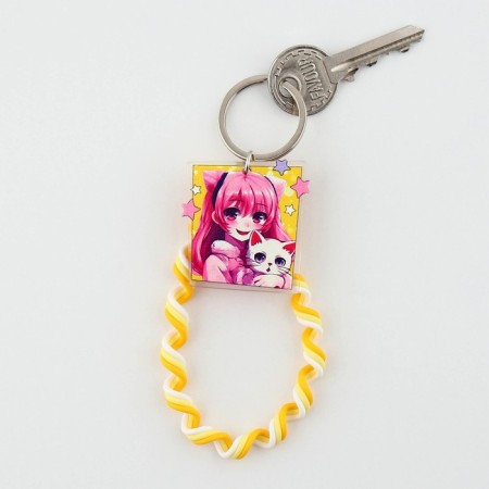Key keychain Children's cord "Happy" 15 x 6 cm-2