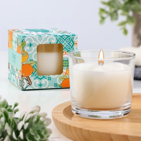 Aromatic candle in a glass "Bunch", faces, bergamot, peony, 60 grams