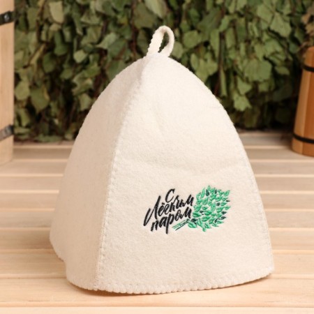 Bath cap with embroidery "with light steam", first variety