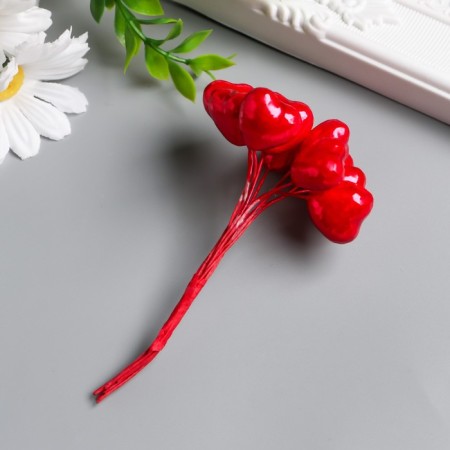 Decor for creativity "Hearts" red 1 bouquet = 10 pcs 10 cm