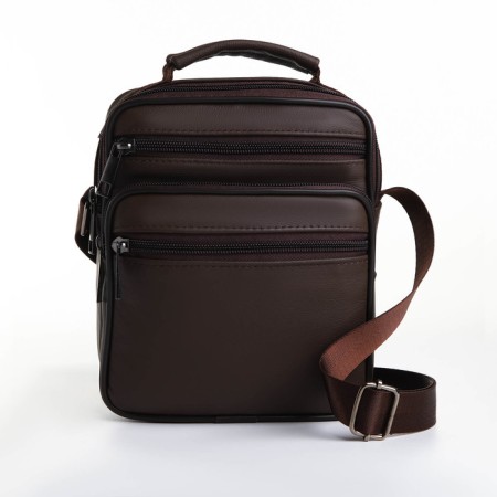 Male bag on lightning, long belt, brown color-1