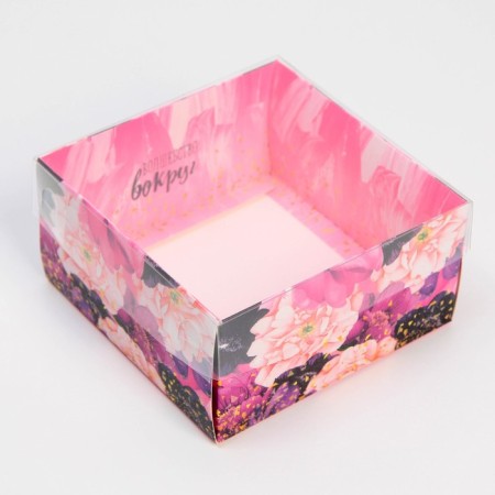 Box for confectionery products with PVC “Magic around” 11.5 x 11.5 x 6 cm