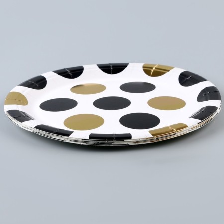 Paper plate "Peas", in the set 6 pcs., Black color-1