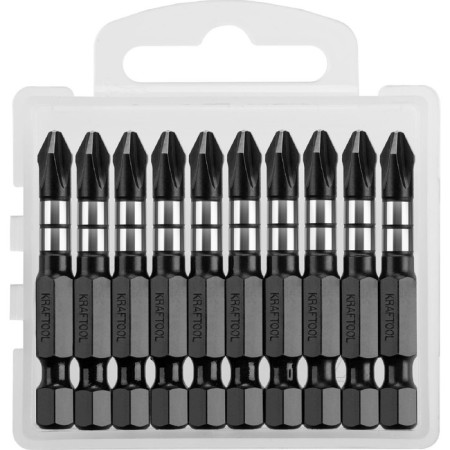 Bits Kraftool Impact Pro 26191-2-50-S10, E 1/4 ", 50 mm, PH2, 10 pcs., Philips, case-2