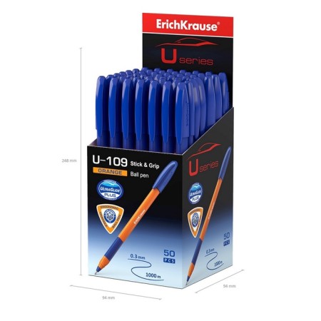 Ballpoint handle Erichkrause U-109 Orange Stick & Grip, needle node 1.0 mm, blue, ultra-soft letter-6
