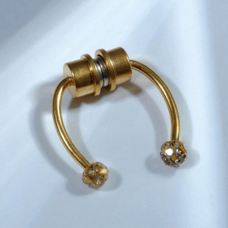 Nose piercing (fake for septum) with interchangeable nozzles, on magnet, l = 17 mm, color gold-2