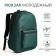 Youth backpack with lightning, external pocket, green color