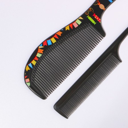 Combination of combs, 2 items, black color-4